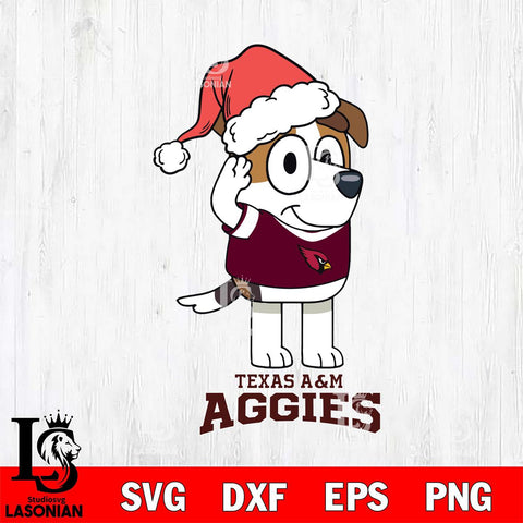 Texas A M Aggies Christmas Bluey Jack Sport Cut Files,Bluey Cricut,Christmas Svg , Bluey svg , Digital Download, dxf eps png pdf file
