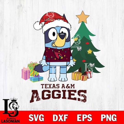 Texas A M Aggies Christmas Bluey Tree Sport Cut Files,Bluey Cricut,Christmas Svg , Bluey svg , Digital Download, dxf eps png pdf file