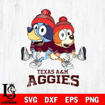 Texas A M Aggies Christmas Bluey & Bingo Sit Cut Files,Bluey Cricut,Christmas Svg , Bluey svg , Digital Download, dxf eps png pdf file