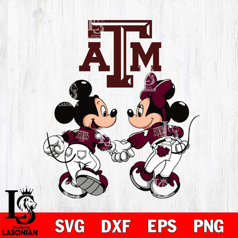 Texas A M Aggies Fan Minnie And Mickey Love Svg Eps Dxf Png File, NCAA svg, Digital Download, Instant Download