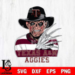 Texas A&M Aggies Freddy Krueger Horror Halloween Svg Eps Dxf Png File, NCAA bundle svg, Digital Download, Instant Download