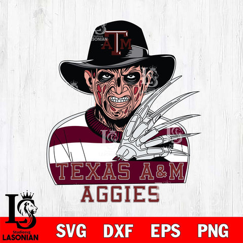 Texas A&M Aggies Freddy Krueger Horror Halloween Svg Eps Dxf Png File, NCAA bundle svg, Digital Download, Instant Download