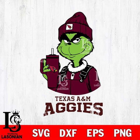Texas A M Aggies Grinch Football Christmas Cut Files Cricut, Svg Dxf Eps Png file, Digital download , Silhouette