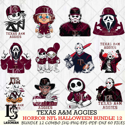Texas A&M Aggies Halloween Bundle 12 SVG Svg Eps Dxf Png File, NCAA bundle svg, Digital Download, Instant Download