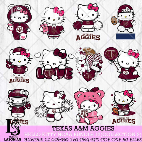 Texas A&M Aggies Hello Kitty Bundle 12 SVG Svg Eps Dxf Png File, Digital Download, Instant Download