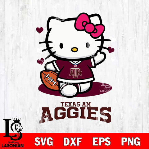 Texas A&M Aggies Hello Kitty NCAA 3 Svg Eps Dxf Png File, Digital Download, Instant Download