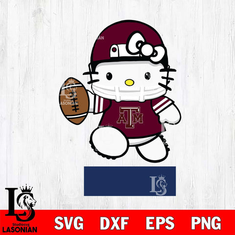 Texas A&M Aggies Hello Kitty NCAA 4 Svg Eps Dxf Png File, Digital Download, Instant Download