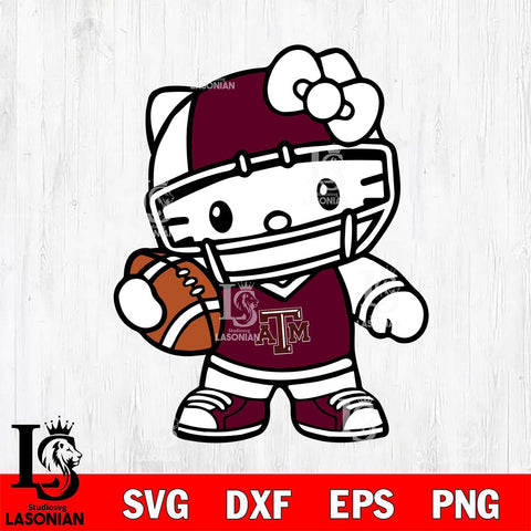 Texas A M Aggies Hello Kitty sport 2 Svg Eps Dxf Png File, NCAA svg, Digital Download, Instant Download