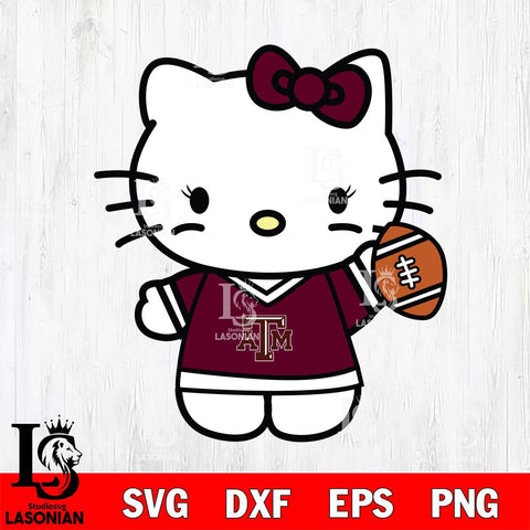Texas A M Aggies Hello Kitty sport 7 Svg Eps Dxf Png File, NCAA svg, Digital Download, Instant Download