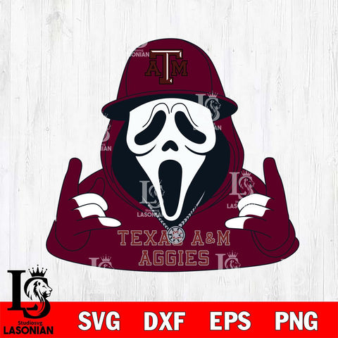 Texas A&M Aggies Horror Character Ghostface Sport Svg Eps Dxf Png File, NCAA bundle svg, Digital Download, Instant Download
