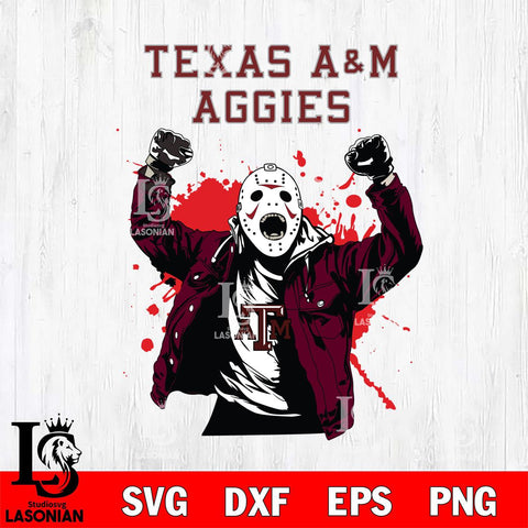 Texas A&M Aggies Jason Voorhees Horror Halloween 3 Svg Eps Dxf Png File, NCAA bundle svg, Digital Download, Instant Download