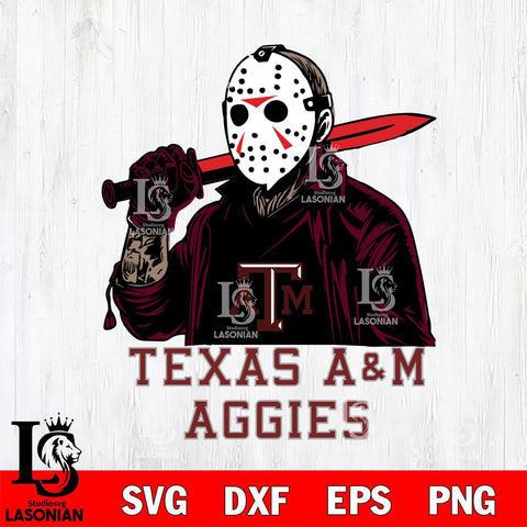 Texas A&M Aggies Jason Voorhees Horror Halloween Svg Eps Dxf Png File, NCAA bundle svg, Digital Download, Instant Download