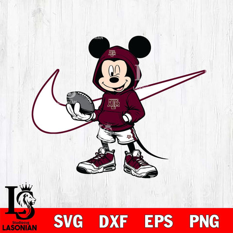 Texas A M Aggies Mickey Wearing Hoodie Sport Svg Eps Dxf Png File, NCAA svg, Digital Download, Instant Download
