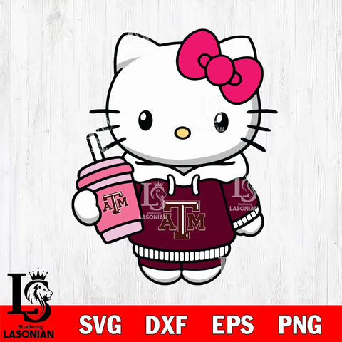 Texas A&M Aggies Pretty Hello Kitty Svg Eps Dxf Png File, Digital Download, Instant Download