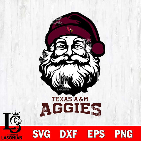 Texas A M Aggies Santa Claus Christmas Svg dxf eps png pdf file,NCAA svg,Digital Download,Cricut file