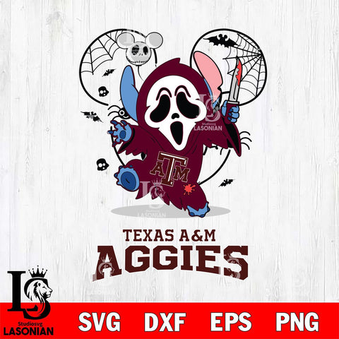Texas A&M Aggies Stitch Ghost Face Halloween 2 Svg Eps Dxf Png File, Digital Download, Instant Download