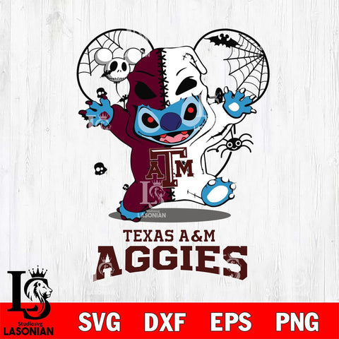 Texas A&M Aggies Stitch Horror Halloween 2 Svg Eps Dxf Png File, Digital Download, Instant Download