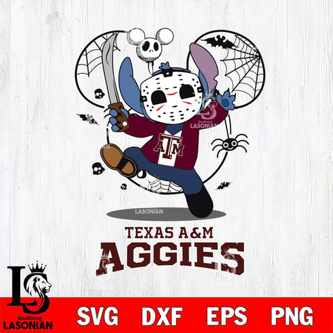 Texas A&M Aggies Stitch jason voorhees Halloween Svg Eps Dxf Png File, Digital Download, Instant Download