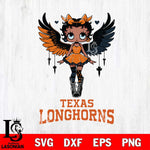 Texas Longhorns Anglel Black Fan Girl Betty Boop, Svg Eps Dxf Png File, Digital Download