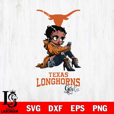 Texas Longhorns Beauty Black Fan Girl Football, Svg Eps Dxf Png File, Digital Download
