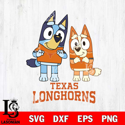 Texas Longhorns Bluey & Bingo 6 Svg Eps Dxf Png File, NCAA svg, Digital Download, Instant Download