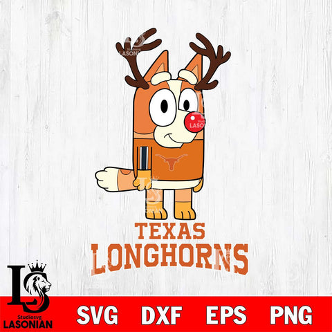 Texas Longhorns Bluey Chilli Christmas Deer Svg Eps Dxf Png File, Digital Download