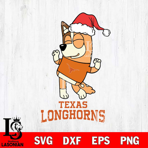 Texas Longhorns Bluey Chilli Happy Christmas Svg Eps Dxf Png File, Digital Download