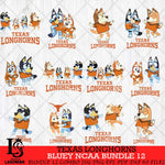 Texas Longhorns Bluey Dace Mode NCAA Bundle 12 SVG Eps Dxf Png File, Digital Download, Instant Download