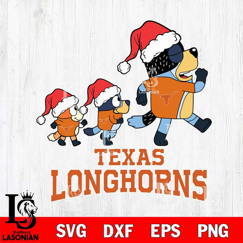 Texas Longhorns Bluey Family Christmas Svg Eps Dxf Png File, Digital Download
