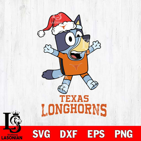 Texas Longhorns Bluey Happy Christmas Svg Eps Dxf Png File, Digital Download
