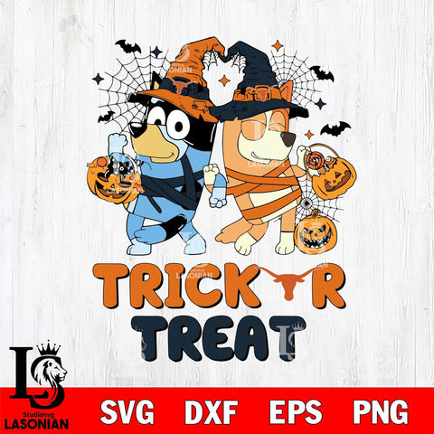 Texas Longhorns Bluey Trick or Treat Halloween 2 Svg Eps Dxf Png File, Digital Download, Instant Download