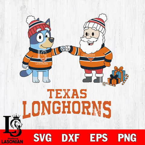 Texas Longhorns Bluey With Satan Christmas File Cut, NCAA SVG DXF EPS PNG FILE, Digital Download,Instant Download, Silhouette