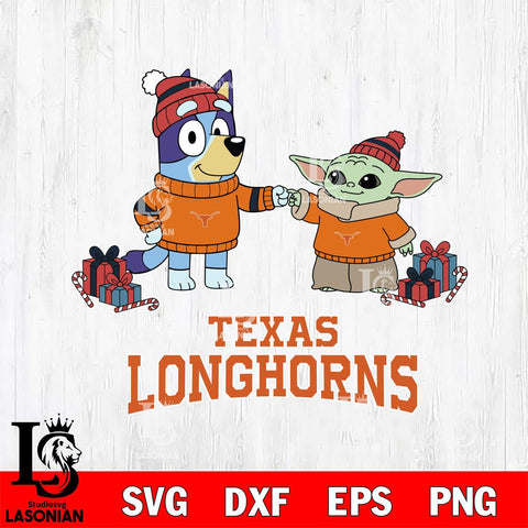 Texas Longhorns Bluey With Yoda Christmas File Cut, NCAA SVG DXF EPS PNG FILE, Digital Download,Instant Download, Silhouette