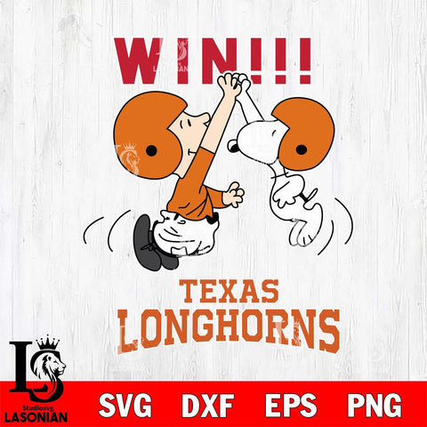 Texas Longhorns Charlie Brown and Snoopy Win Svg Eps Dxf Png File, NCAA svg , Digital Download , Instant Download, Cricut File