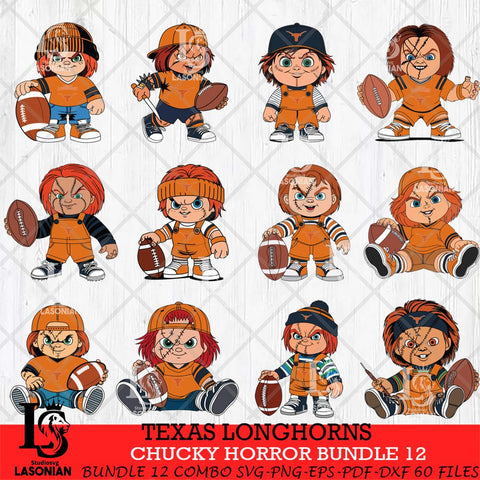 Texas Longhorns Chucky Horror Bundle 12 SVG Eps Dxf Png File, Bundle NCAA svg, Digital Download, Instant Download