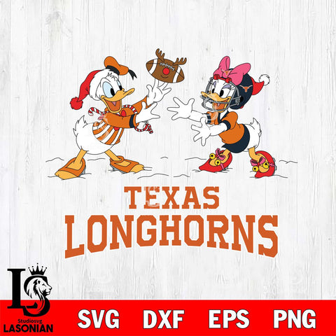 Texas Longhorns Donald Duck & Daisy Duck Football Cricut,Christmas SVG DXF EPS PNG FILE, NCAA Digital Download,Instant Download, Silhouette