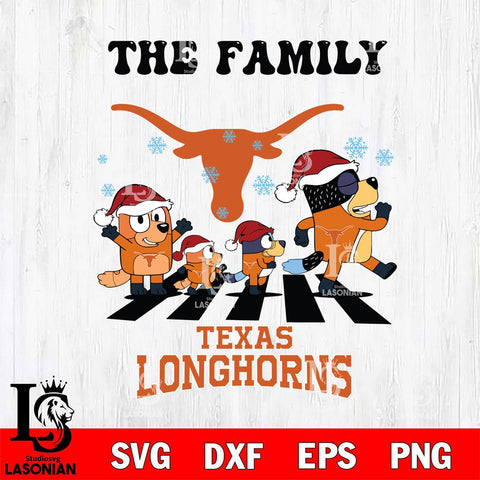 Texas Longhorns Family Bluey Christmas Svg Eps Dxf Png File, Digital Download