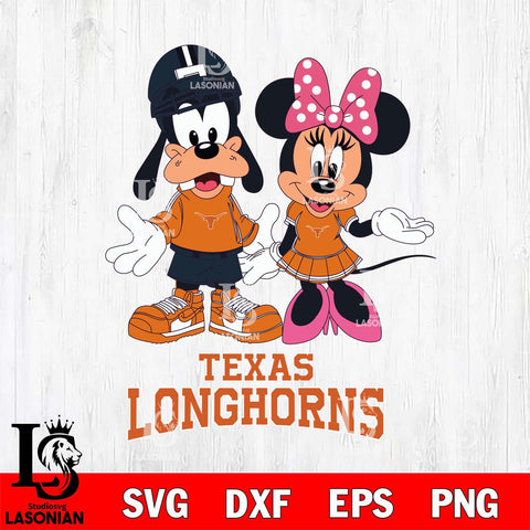 Texas Longhorns Goofy and Minnie mouse Football SVG DXF EPS PNG FILE,NCAA svg ,Football Digital Download,Instant Download, Silhouette