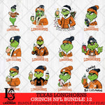 Texas Longhorns Grinch NCAA Bundle 12 SVG Eps Dxf Png File, Digital Download, Instant Download