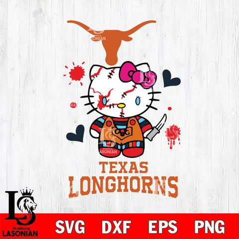 Texas Longhorns Hello Kitty Horror 2 Svg Eps Dxf Png File, Digital Download