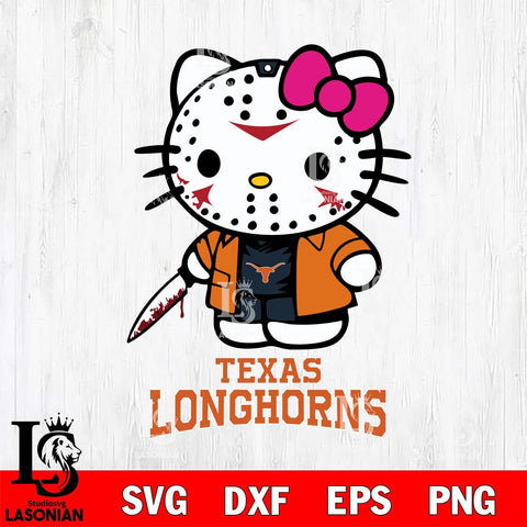 Texas Longhorns Hello Kitty Horror 3 Svg Eps Dxf Png File, Digital Download
