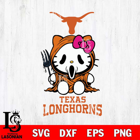 Texas Longhorns Hello Kitty Horror 4 Svg Eps Dxf Png File, Digital Download