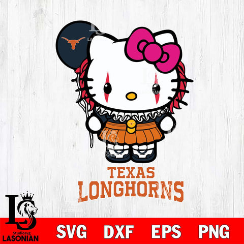 Texas Longhorns Hello Kitty Horror 7 Svg Eps Dxf Png File, Digital Download