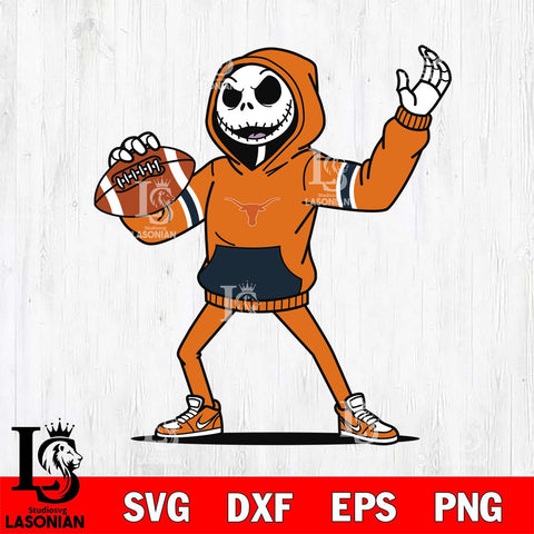 Texas Longhorns Jack Skellington Football Christmas File Cut, NCAA SVG DXF EPS PNG FILE, Digital Download , Criucut , Silhouette