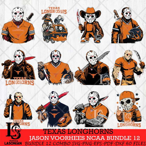 Texas Longhorns Jason Voorhees Horror Bundle 12 SVG Eps Dxf Png File, bundle NCAA svg, Digital Download, Instant Download