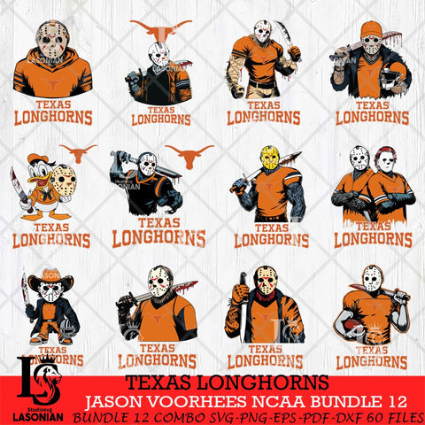 Texas Longhorns Jason Voorhees NCAA Bundle 12 SVG Svg Eps Dxf Png File, Digital Download