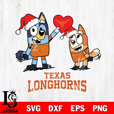 Texas Longhorns Love Bluey Christmas Svg Eps Dxf Png File, Digital Download