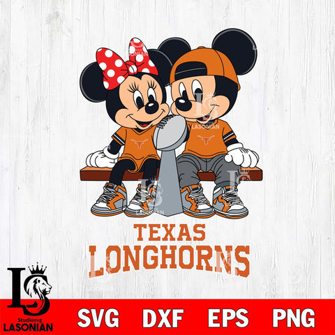 Texas Longhorns Mickey And Minnie Football Champions Svg Eps Dxf Png File, NCAA svg , Digital Download , Instant Download, Cricut File
