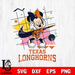 Texas Longhorns Minnie Mouse Dancing SVG DXF EPS PNG FILE, NCAA File Cut,Digital Download,Instant Download