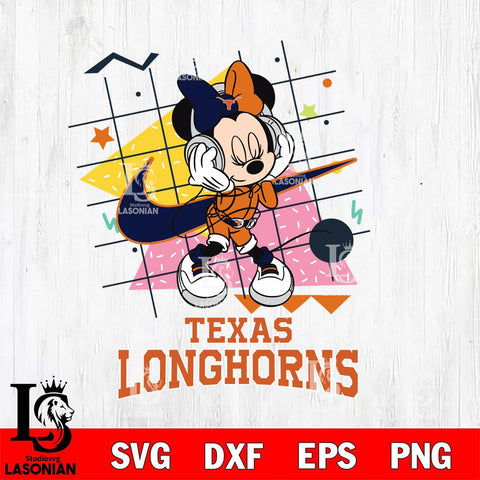 Texas Longhorns Minnie Mouse Dancing SVG DXF EPS PNG FILE, NCAA File Cut,Digital Download,Instant Download